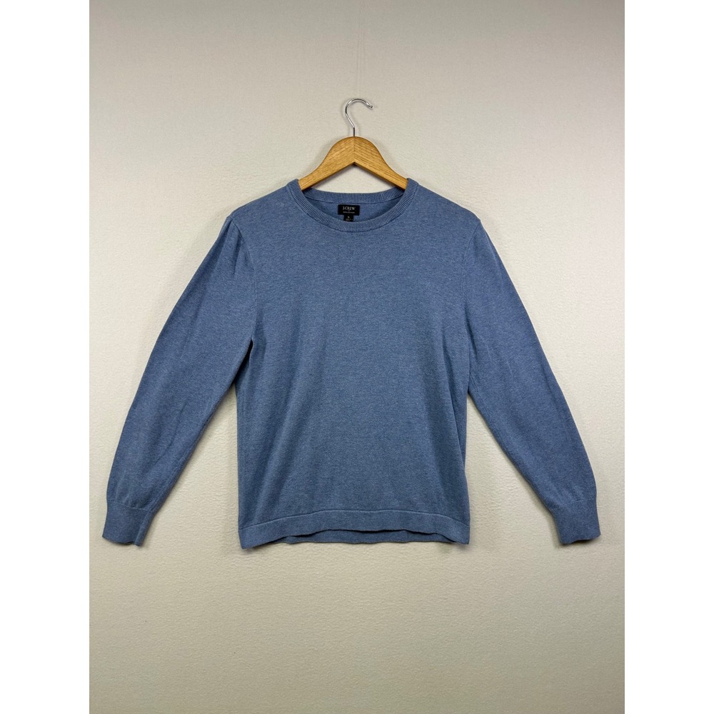 Preppy J.Crew Mens Small Blue 100% Cotton‎ Crewneck Pullover Heathered Sweater